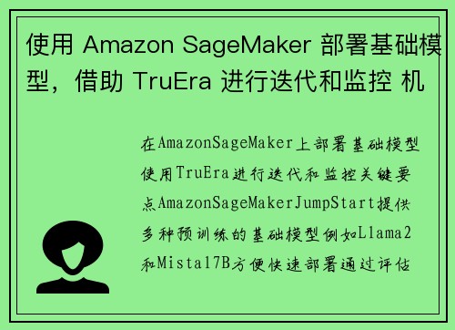 使用 Amazon SageMaker 部署基础模型，借助 TruEra 进行迭代和监控 机器学习博